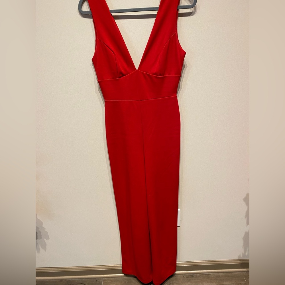 Bright red long jumpsuit